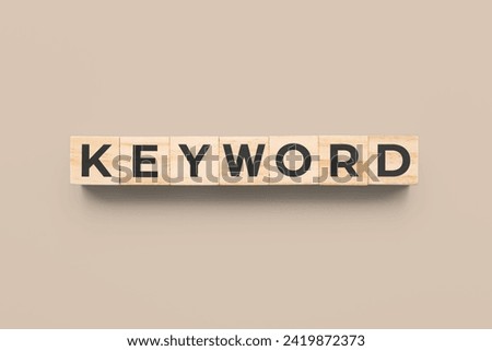 keyword wooden cubes on beige background