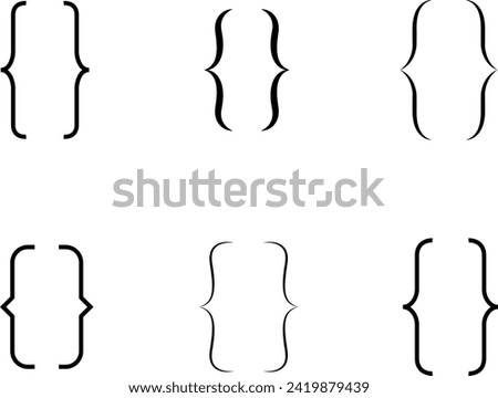 Curly braces, double symmetric brackets. Vector Typography symbols pair, frames for punctuation, maths, elements sign for text quote, mathematics. Royalty-Free Stock Photo #2419879439