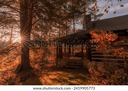 Sunrise at the nature center at Wahkeena Nature preserve in southern Ohio.  Royalty-Free Stock Photo #2419905773