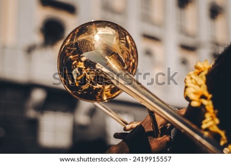 Rio de Janeiro, RJ, Brazil. January, 7, 2017. A musician plays trumpet during the street carnival of Rio de Janeiro.