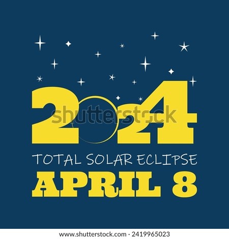 April 8th 2024 total solar eclipse illustration Royalty-Free Stock Photo #2419965023