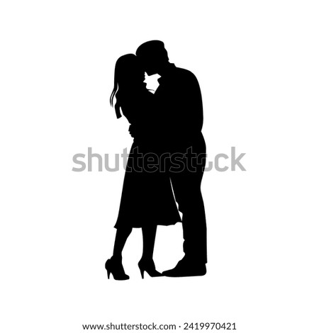 collection of couple silhouettes, romantic silhouettes holding hands celebrating Valentine's Day, simple and editable  Royalty-Free Stock Photo #2419970421