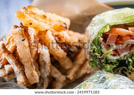 Delicious food photo of lettuce burger