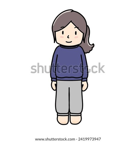 Clip art of girl wearing sweatshirt top and bottom