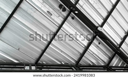 Galvalume Metal Roof Panel Installation, Steel roof sheet structure for outdoor parking lot pattern and background