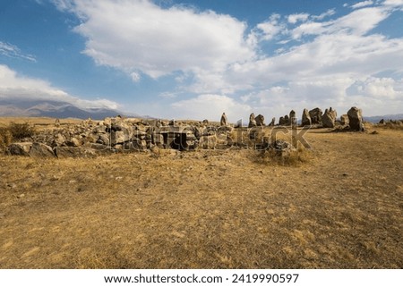 Prehistoric megalithes of Karahunj, (Zorats Karer). Archaeological site near the town of Sisian in the Syunik Province of Armenia. Also called "Armenian Stonehenge"