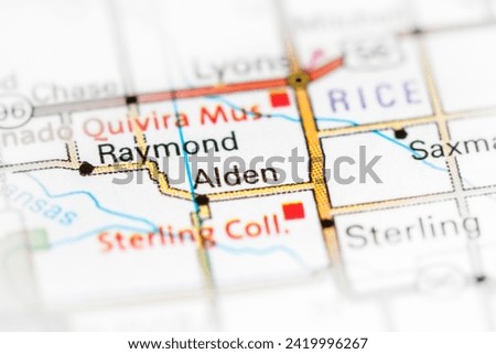 Alden. Kansas. USA on a map Royalty-Free Stock Photo #2419996267