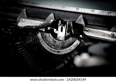 Abstract background typewriter with metal part and elements of retro typewriter
