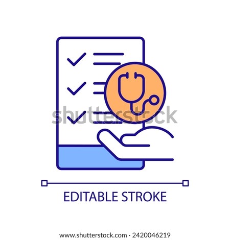2D editable content standards icon representing health interoperability resources, isolated vector, multicolor thin line illustration.