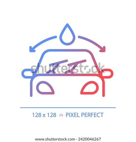 2D pixel perfect gradient car windshield icon, isolated vector, thin line illustration representing car service and repair.