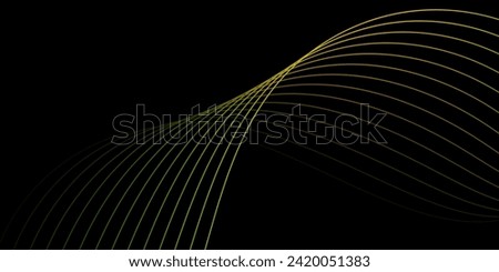 Abstract background with waves for banner. Medium banner size. Vector background with lines. Element for design isolated on black. Colorful gradienr. Green and orange. Brochure