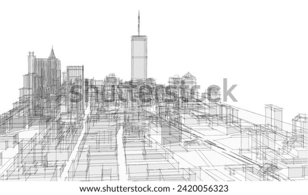 modern city panorama 3D illustration