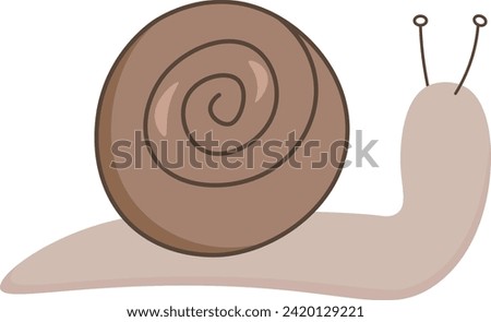 Cute brown simple vector snail