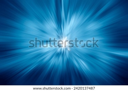 Abstract radial background, Blue Rays Zoom in Motion Effect, Light Color Trails Royalty-Free Stock Photo #2420137487