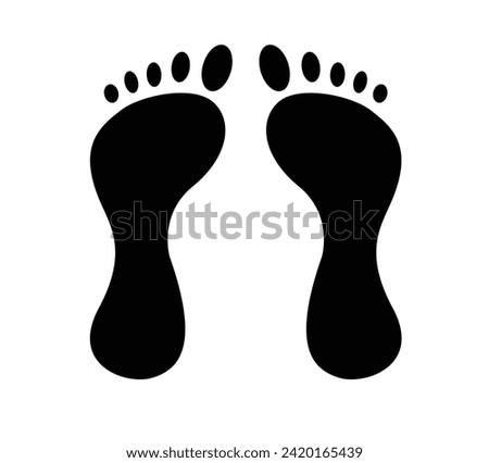 Bare Feet Human Footprints Silhouette. Spa treatment and body parts concept vector