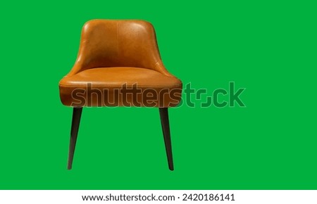 Modern leather chushion chair on green screen background 