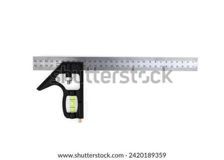 Construction measuring angle tool isolated on white background.