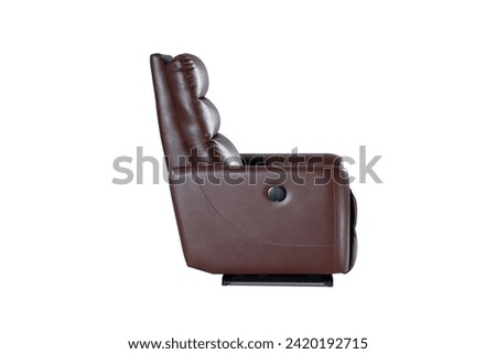 Brown Leather recliner chair isolated on white background, Comfortable Modern Recliner Sofa on Minimalist and Modern Home, Brown reclining chair isolated, Brown luxury leather recliner sofa Royalty-Free Stock Photo #2420192715