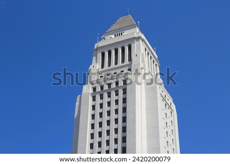 Los Angeles City Hall building, California. Civic Center district of Los Angeles City. Royalty-Free Stock Photo #2420200079