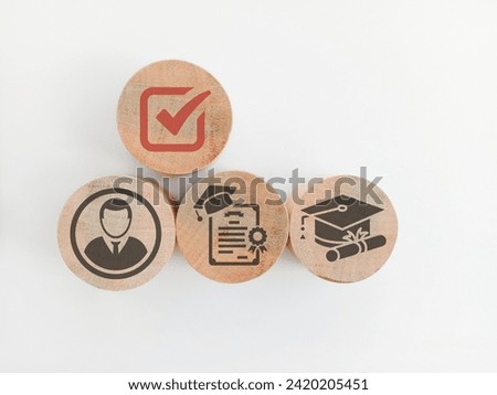 Wooden blocks with qualifications, certificates and graduate icons. The concept of academic qualifications. The concept of required skills.

 Royalty-Free Stock Photo #2420205451