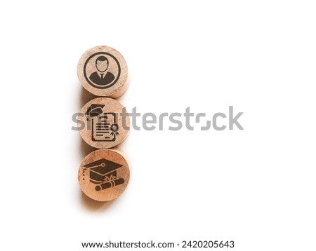 Wooden blocks with qualifications, certificates and graduate icons. The concept of academic qualifications. The concept of required skills.

 Royalty-Free Stock Photo #2420205643