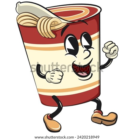 vector, mascot, instant, noodles, cup, square, dancing, cheerfully, exercise, work out, packed meal, cute, logo, restaurant, soup, snack, asia, breakfast, lunch, boiling, chinese, game, illustration, 