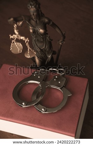 Image photographs symbolizing the concept of law, justice, detention and imprisonment. Selected focus.
Justice Statue symbol, legal law concept image