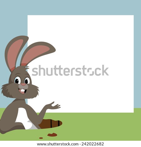 Easter bunny closeup with blank sign  EPS 10 vector stock illustration