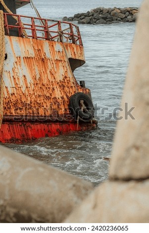 sunken ship near to the beach