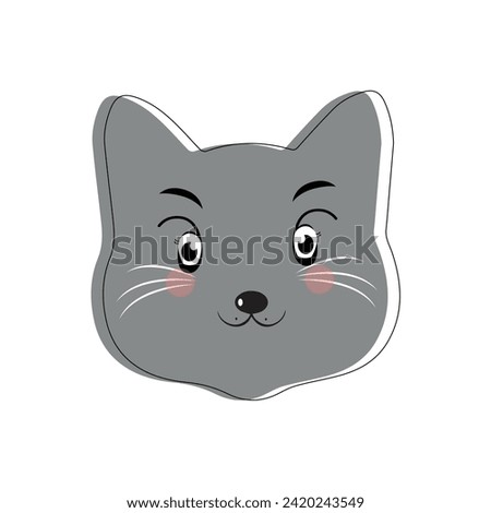 Cat pet head face icon, Vector illustration of funny cartoon cats, Cat face with various expressions and patterns vector illustration flat design. Eps 10