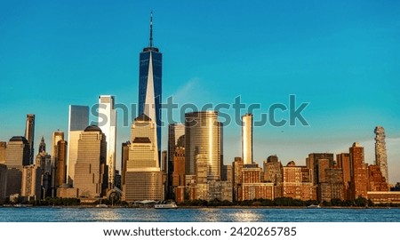 ny urban city architecture panorama. midtown manhattan on hudson. metropolitan city cityscape. new york downtown. manhattan skyscraper in skyline. new york city. skyscraper building of nyc