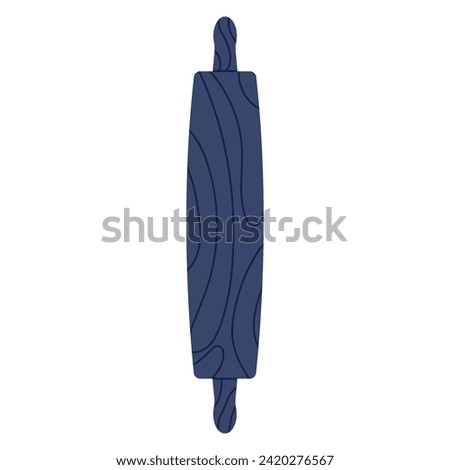 Wooden rolling pin. Roller, dough kneading. Kitchen tool. Vector illustration in cartoon style. Isolated on white background