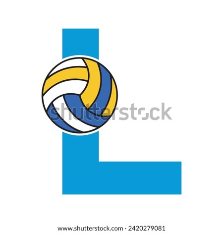 Initial Volleyball Logo combine with letter L vector template
