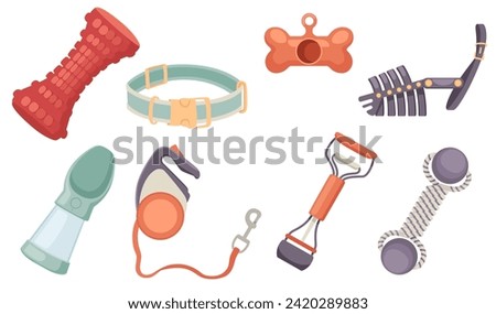 A set of pet supplies for dogs vector illustration isolated on white background