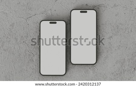 Smartphone with a blank screen on a white background. Smartphone mockup closeup isolated on white background concrete