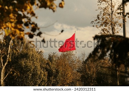 Turkish Flag, red, sky, blue, clouds