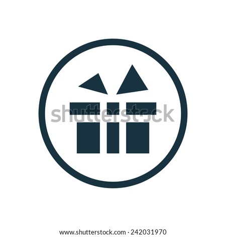gift icon, round shape, isolated on white background 