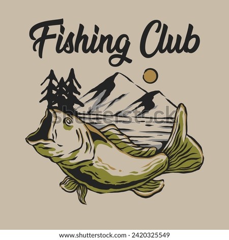 Fishing club vintage retro illustration