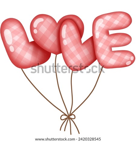  hand painted red love balloon Use as an illustration
