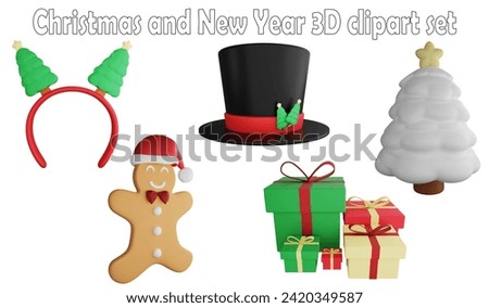 Christmas and new year clipart element ,3D render Christmas concept isolated on white background icon set No.11