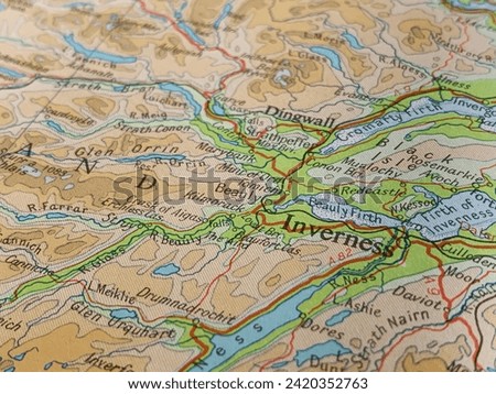 Map of Inverness, Scotland, world tourism, travel destination, world trade and economy