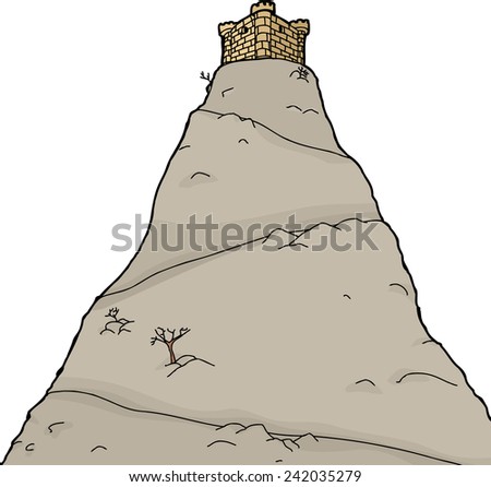Isolated castle on mountain over white background