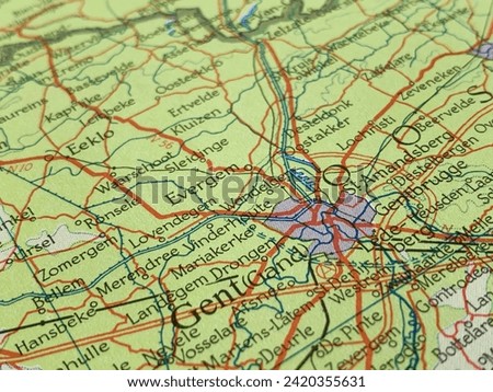 Map of Ghent, Belgium, world tourism, travel destination, world trade and economy