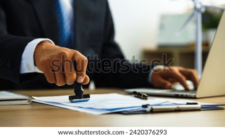 Accountant, Auditor, Self-Employed, Finance and Investment, tax calculation and budget, Portrait of Asian female entrepreneur using a calculator to calculate. Company business results document. Royalty-Free Stock Photo #2420376293