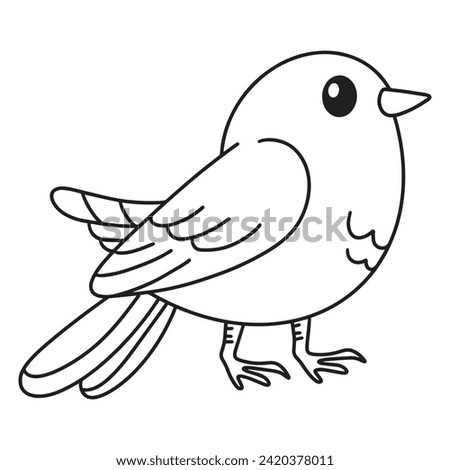 Line art of sparrow or finch, bird cartoon vector