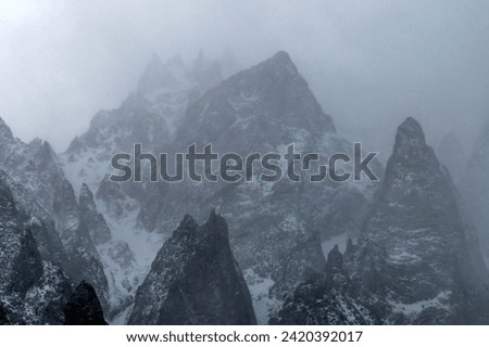 winter landscape of snow capped mountains of northern areas of Pakistan 