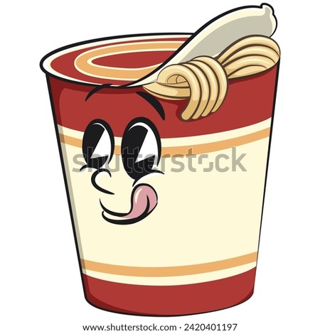 vector isolated clip art illustration of cute instant noodles cup mascot, work of handmade 