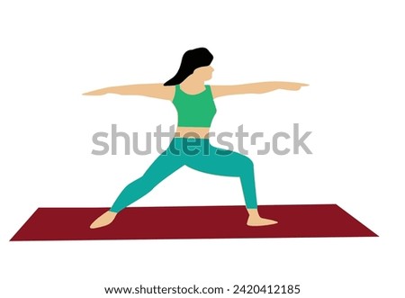 Yoga Stretching Exercise on a mat. Editable Clip Art.