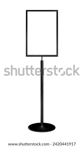 Empty black poster stand isolated on white background