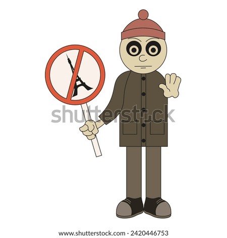 Farmers protest in France. Farmer blocked Paris concept isolated white. Vector illustration can used web. Editable stroke EPS 10 